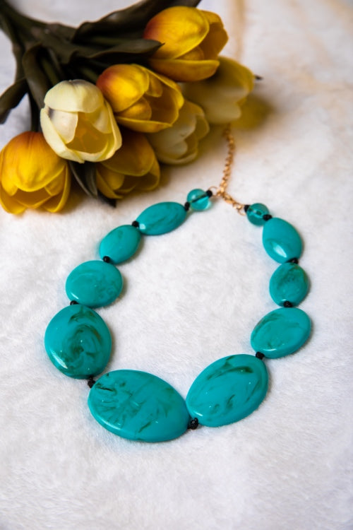 The Aegean Turquoise | Marbled Resin Statement Necklace