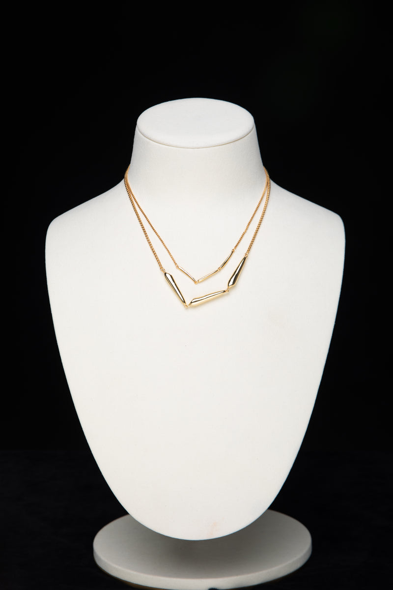 Golden Cadence | Minimalist Geometric Double-Layer Necklace