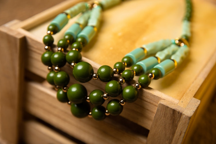 The Forest Echo | Multi-Layered Resin Statement Necklace