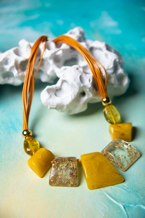The Golden Illusion | Geometric Resin Statement Necklace