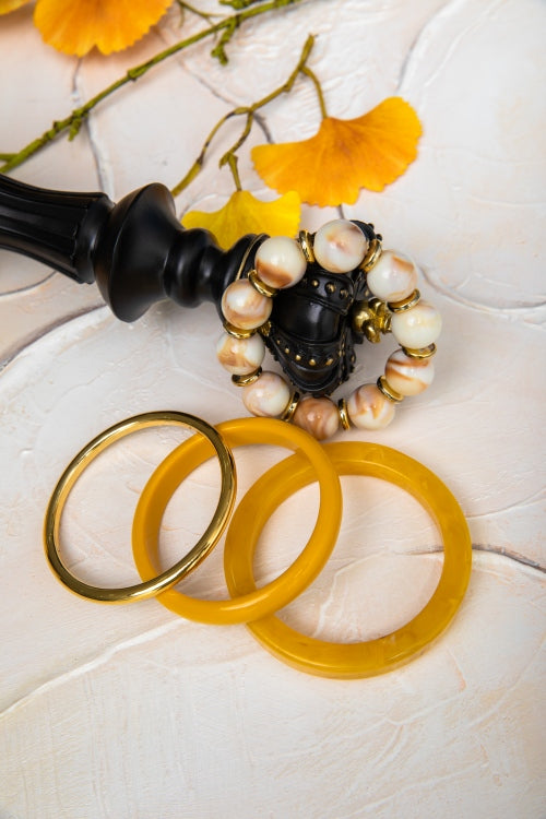 Sun-Drenched | Stacked Resin & Gold Bangle Set