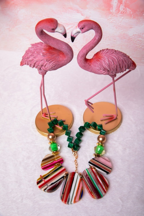 The Candy Kaleidoscope | Retro Striped Resin Statement Necklace