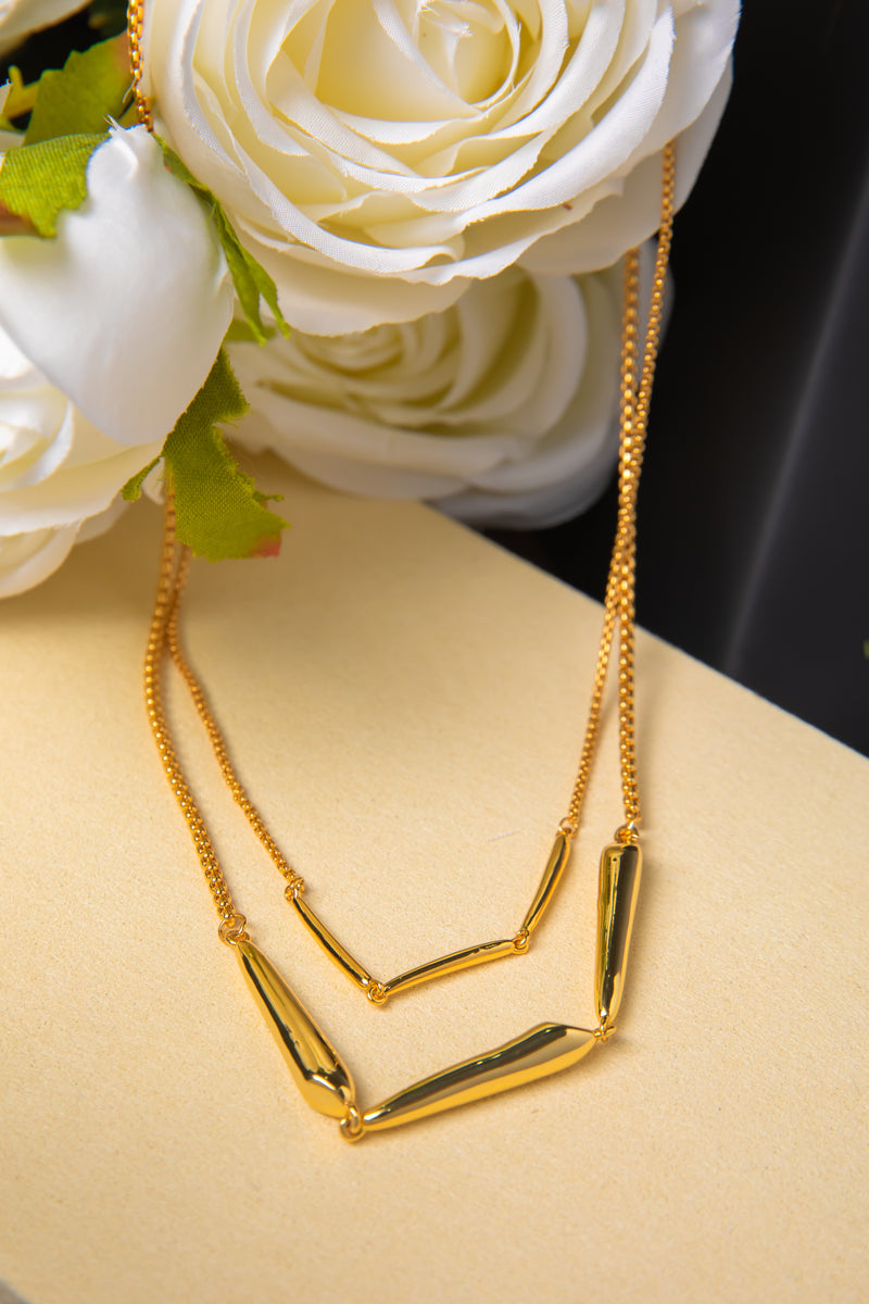 Golden Cadence | Minimalist Geometric Double-Layer Necklace