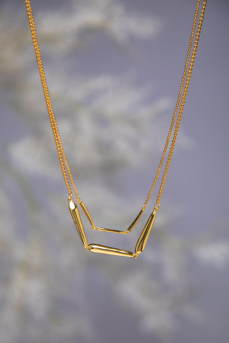 Golden Cadence | Minimalist Geometric Double-Layer Necklace