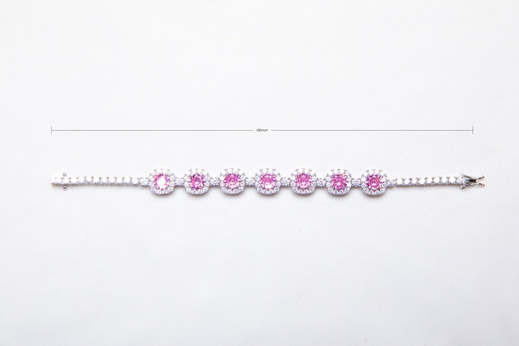 Sakura Galaxy | Pink Lab-Grown Gemstone 925 Silver Halo Bracelet