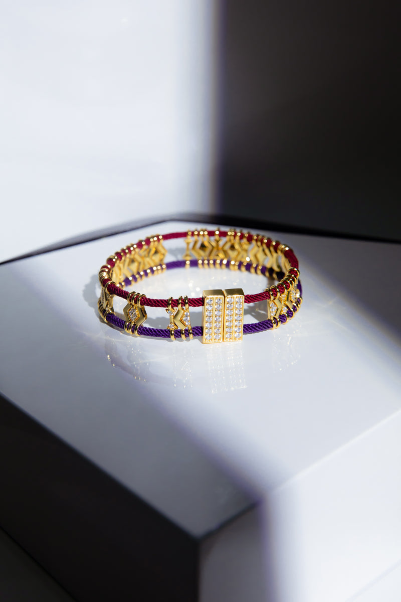 [Celestial Tracks] 18K Gold-Plated Hand-Woven Geometric Cord Bracelet