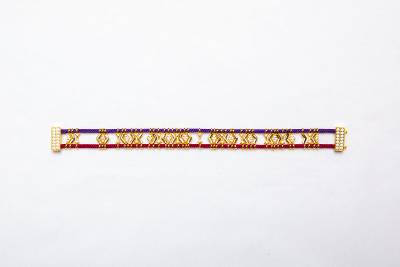 [Celestial Tracks] 18K Gold-Plated Hand-Woven Geometric Cord Bracelet