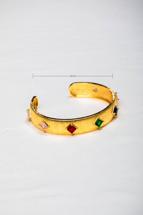 Byzantine Rhapsody | Vintage Brushed Gold Multi-Gem Cuff