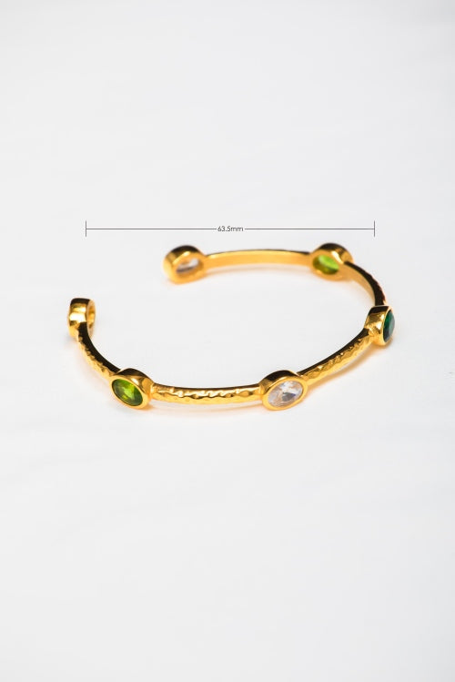 Emerald Oasis | Vintage Hammered Gemstone Cuff