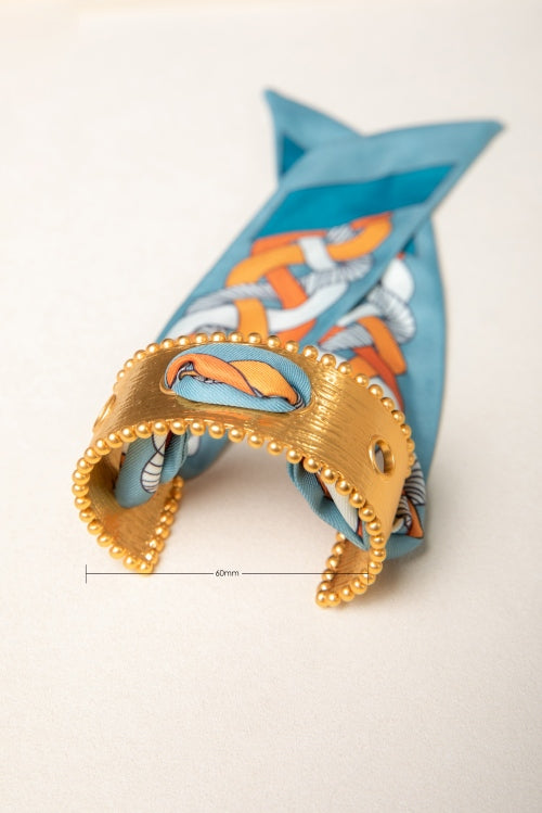 [Gilded Silk Reverie] Vintage Woven Silk & Gold Cuff Bracelet