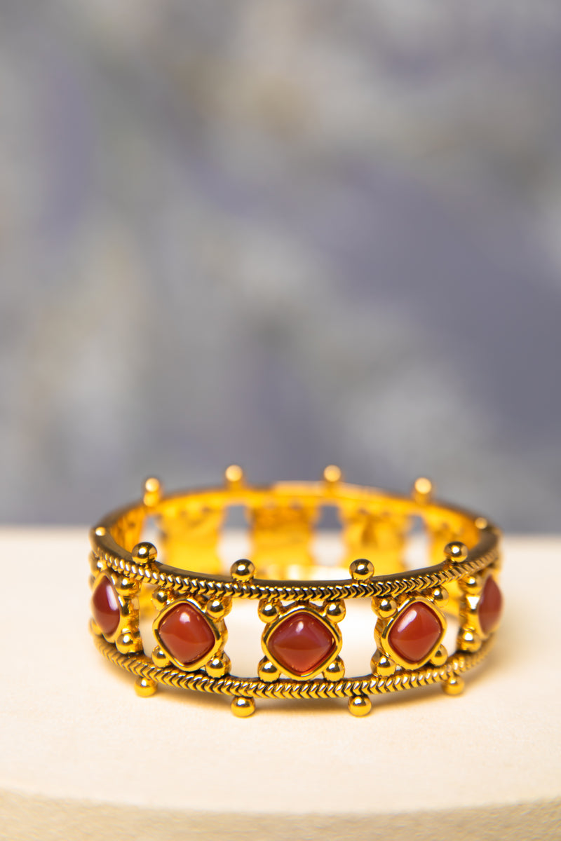 Byzantine Crown | Vintage Openwork Ruby Red Bangle