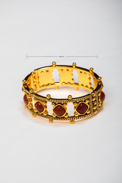 Byzantine Crown | Vintage Openwork Ruby Red Bangle