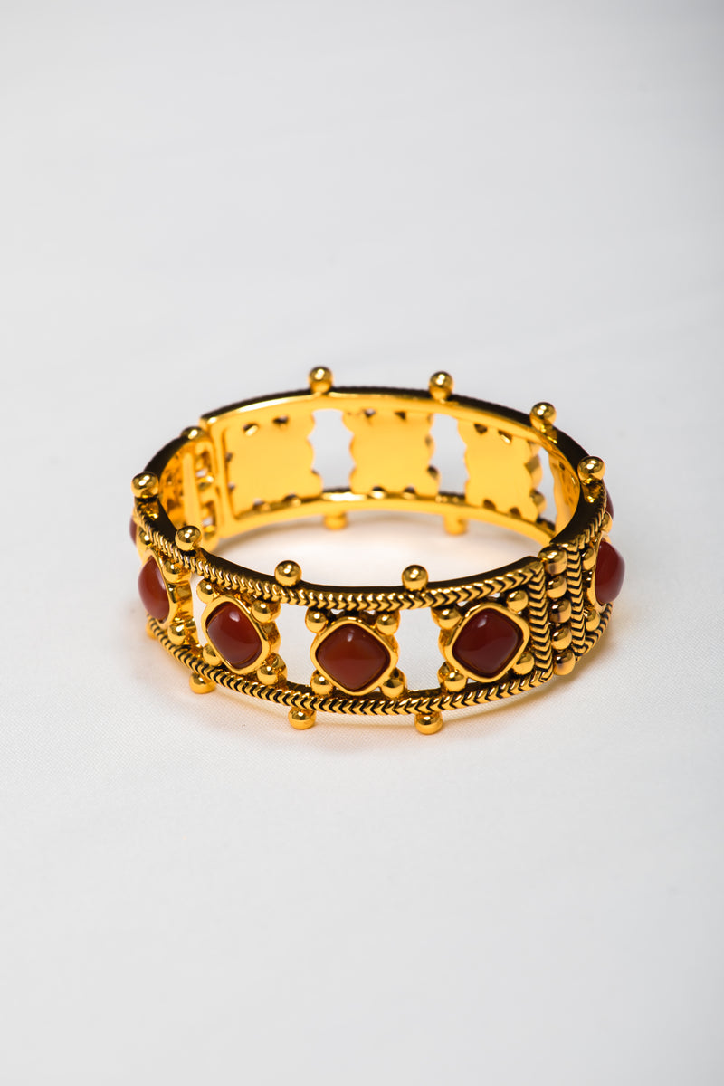 Byzantine Crown | Vintage Openwork Ruby Red Bangle