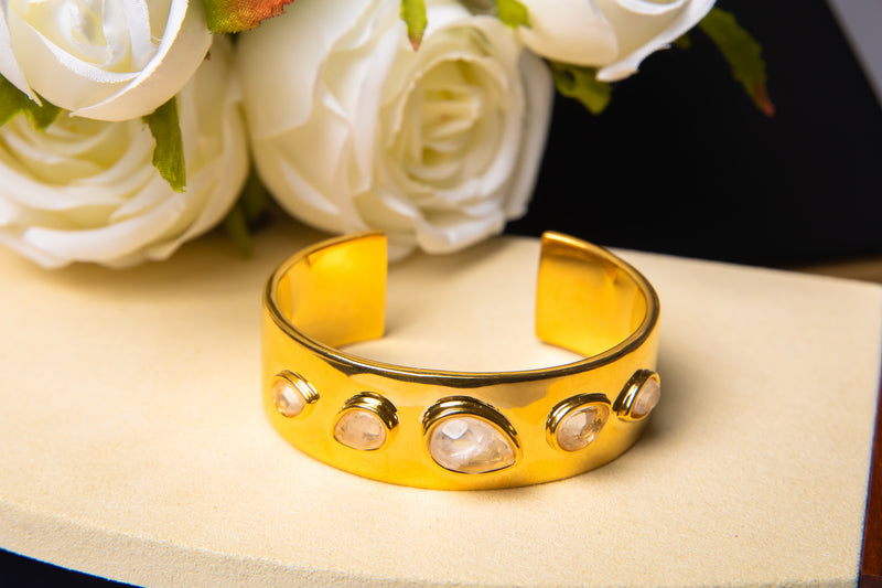 Lunar Orbit | Chunky White Crystal Statement Cuff