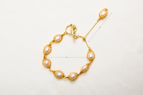 [Golden Halo] Hand-Woven Cultured Pearl Bracelet