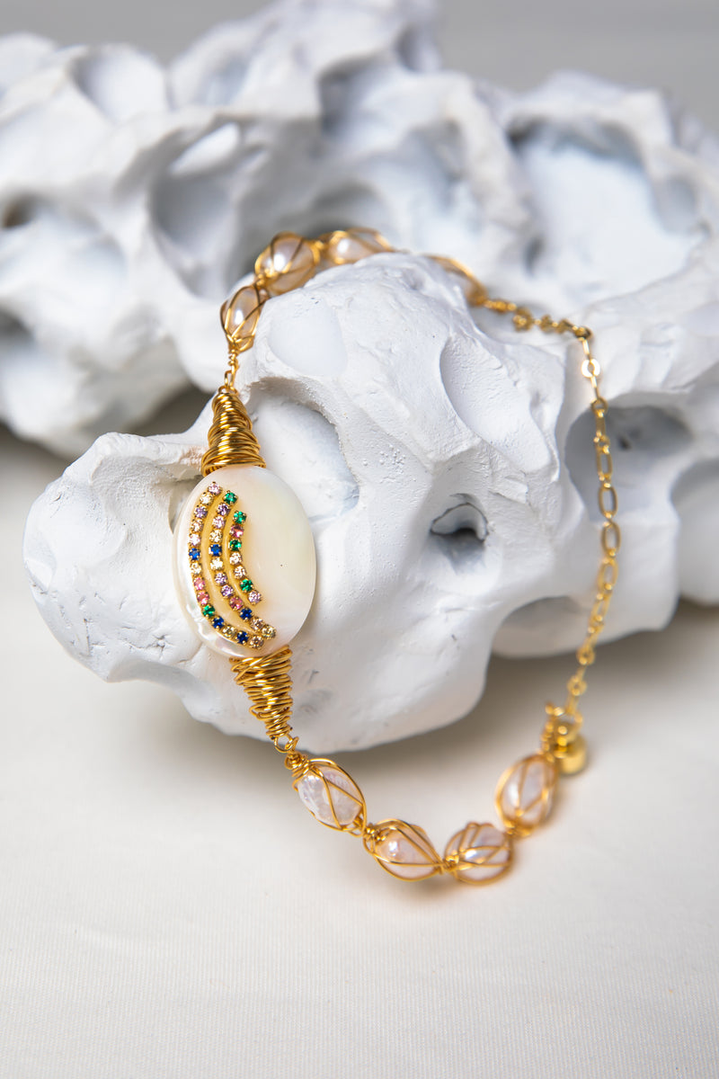 Iris Cocoon | Pearl & Iridescent Shell Bracelet