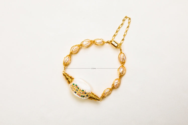 Iris Cocoon | Pearl & Iridescent Shell Bracelet