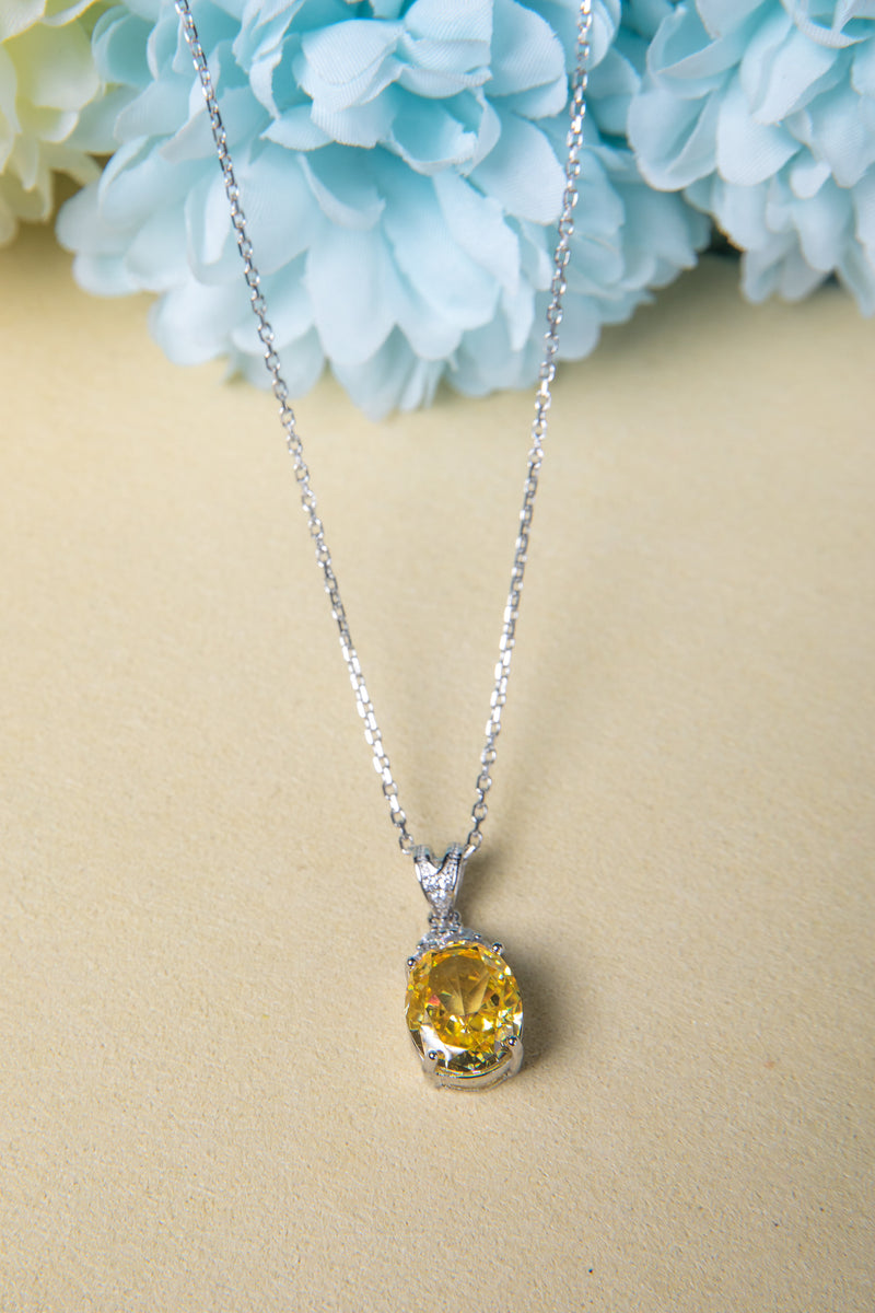 [Crowned Dawn] Oval Canary Yellow Lab-Grown Gemstone Necklace