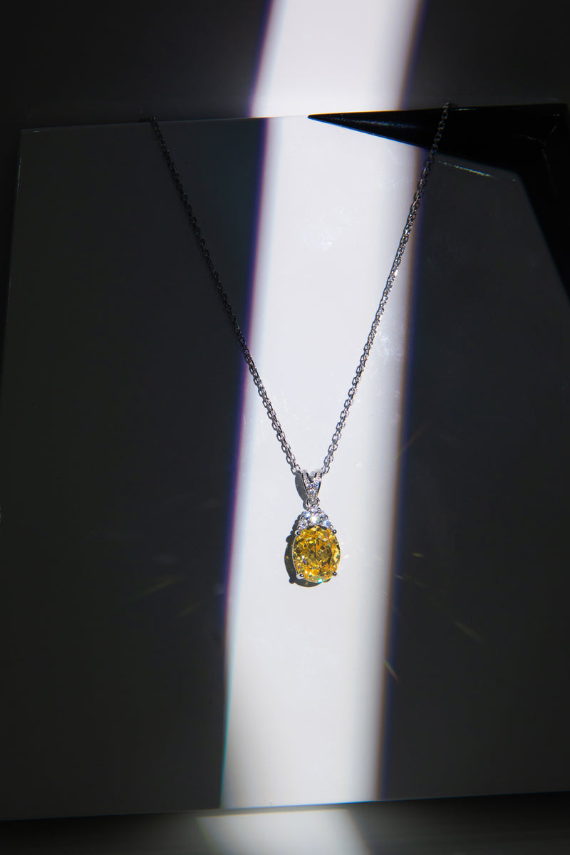 [Crowned Dawn] Oval Canary Yellow Lab-Grown Gemstone Necklace