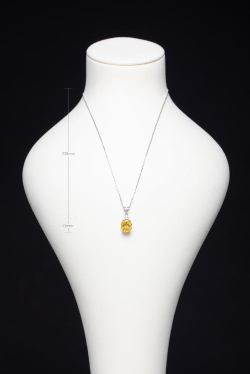 [Crowned Dawn] Oval Canary Yellow Lab-Grown Gemstone Necklace