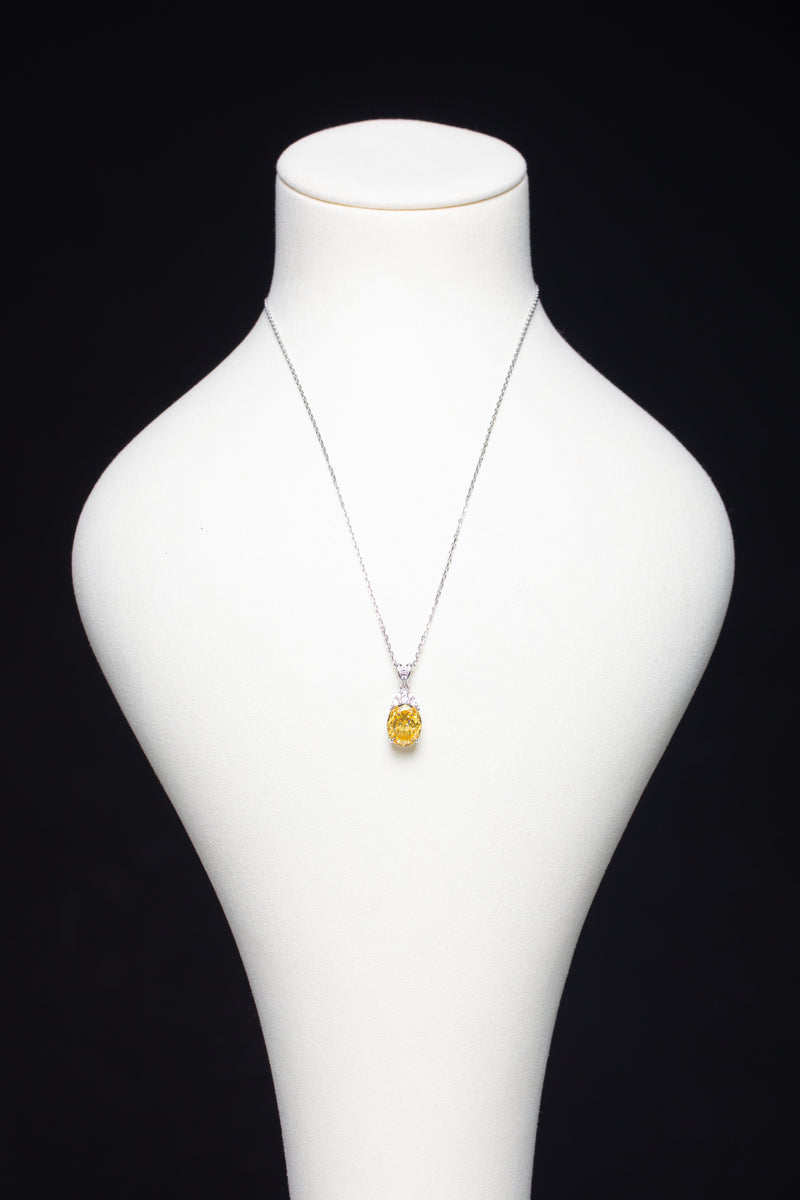 [Crowned Dawn] Oval Canary Yellow Lab-Grown Gemstone Necklace
