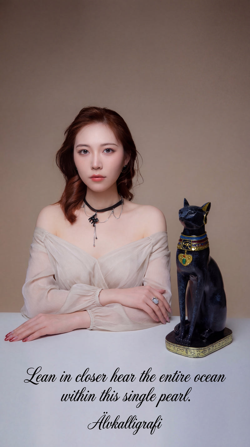 Midnight Feline | Dark Coquette Leather & Resin Cat Choker