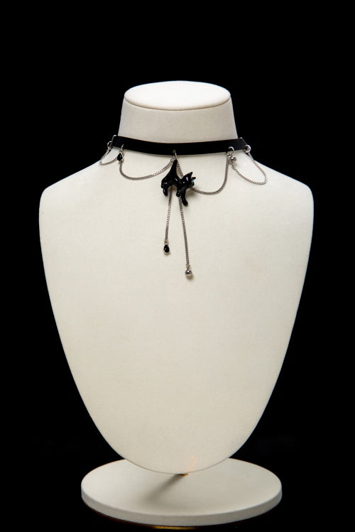 Midnight Feline | Dark Coquette Leather & Resin Cat Choker