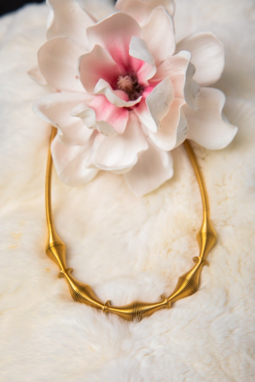 Chords of Time | Textured 18K Gold-Plated Torque Collar Necklace