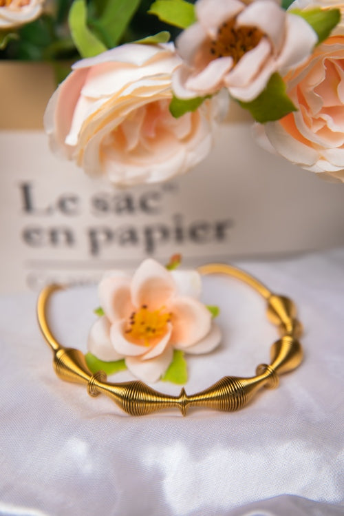 Chords of Time | Textured 18K Gold-Plated Torque Collar Necklace
