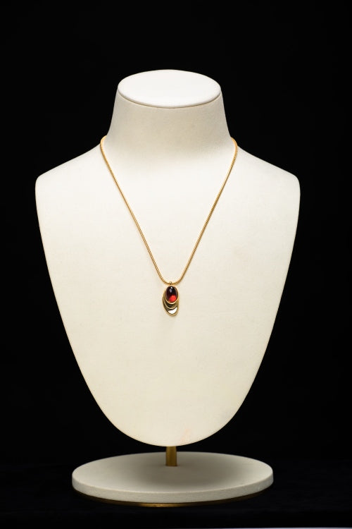 Crimson Ripple | Vintage Tiered Red Agate Pendant Necklace