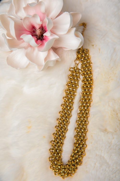 Fluid Gold Tapestry | Vintage Woven Mesh Choker