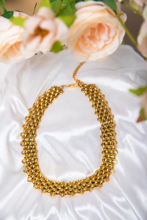 Fluid Gold Tapestry | Vintage Woven Mesh Choker