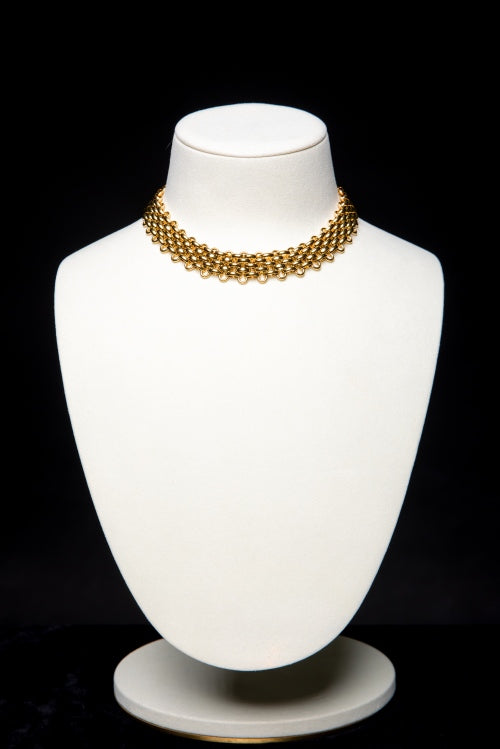 Fluid Gold Tapestry | Vintage Woven Mesh Choker