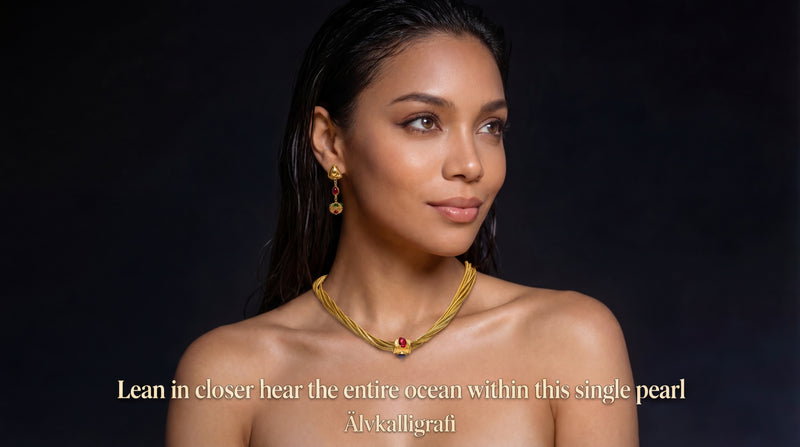 Crimson & Azure Orbit | Vintage Multi-Strand 18K Gold-Plated Gemstone Collar Necklace
