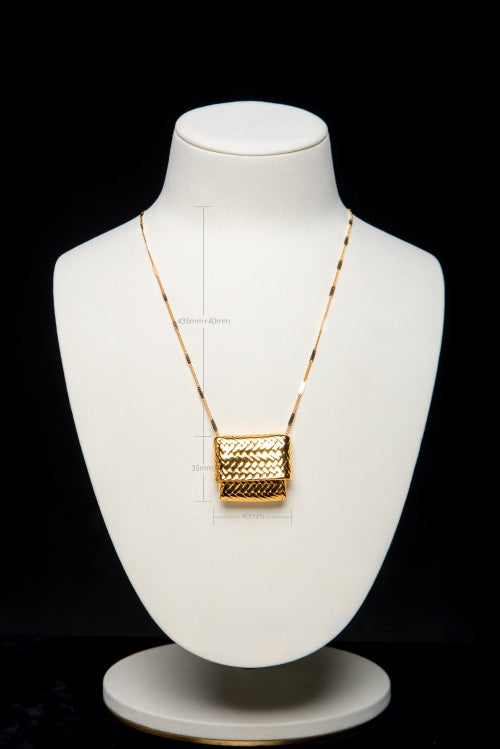 Golden Weave | Vintage Geometric Woven Pendant Necklace