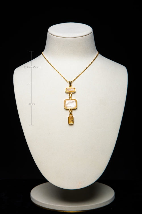 [Stairway of Light] Natural Clear Quartz 18K Gold Plated Pendant Necklace