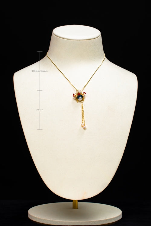 【Opera’s Embrace】 Peking Opera Headpiece Texture &amp; Baroque Pearl Lariat Necklace