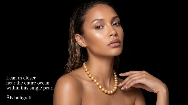 [Aura of Dawn] Cultured Natural Golden Pearl Necklace